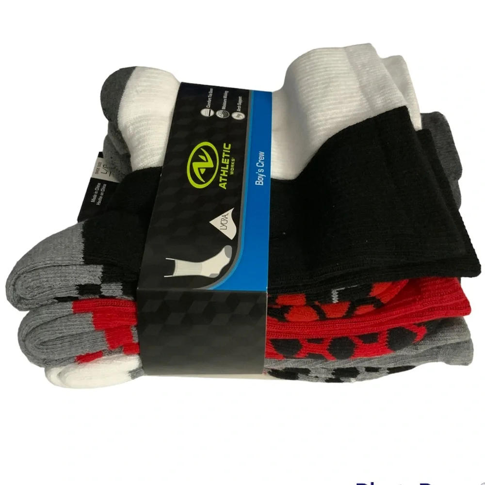 Athletic Works Boys Crew Socks 6 Pair